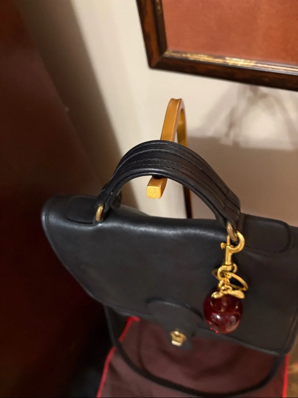 Vintage Coach Station Bag 5130 Black leather turnlock top handle crossbody USA